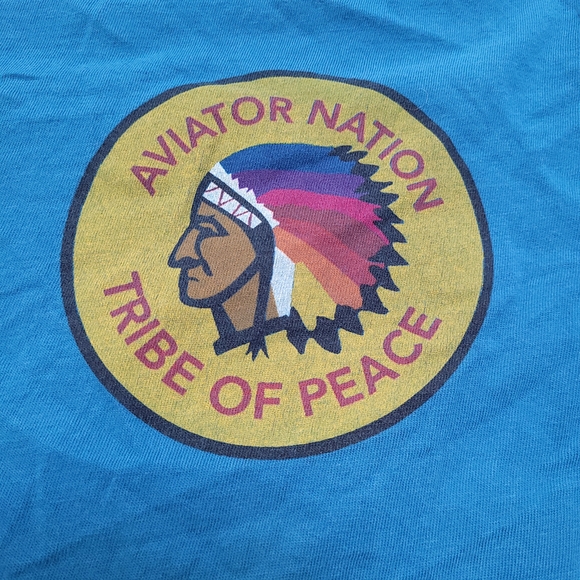 Aviator Nation Shirt Tribe Of Peace Indian Graphic Cropped Boyfriend Distressed - Picture 5 of 13
